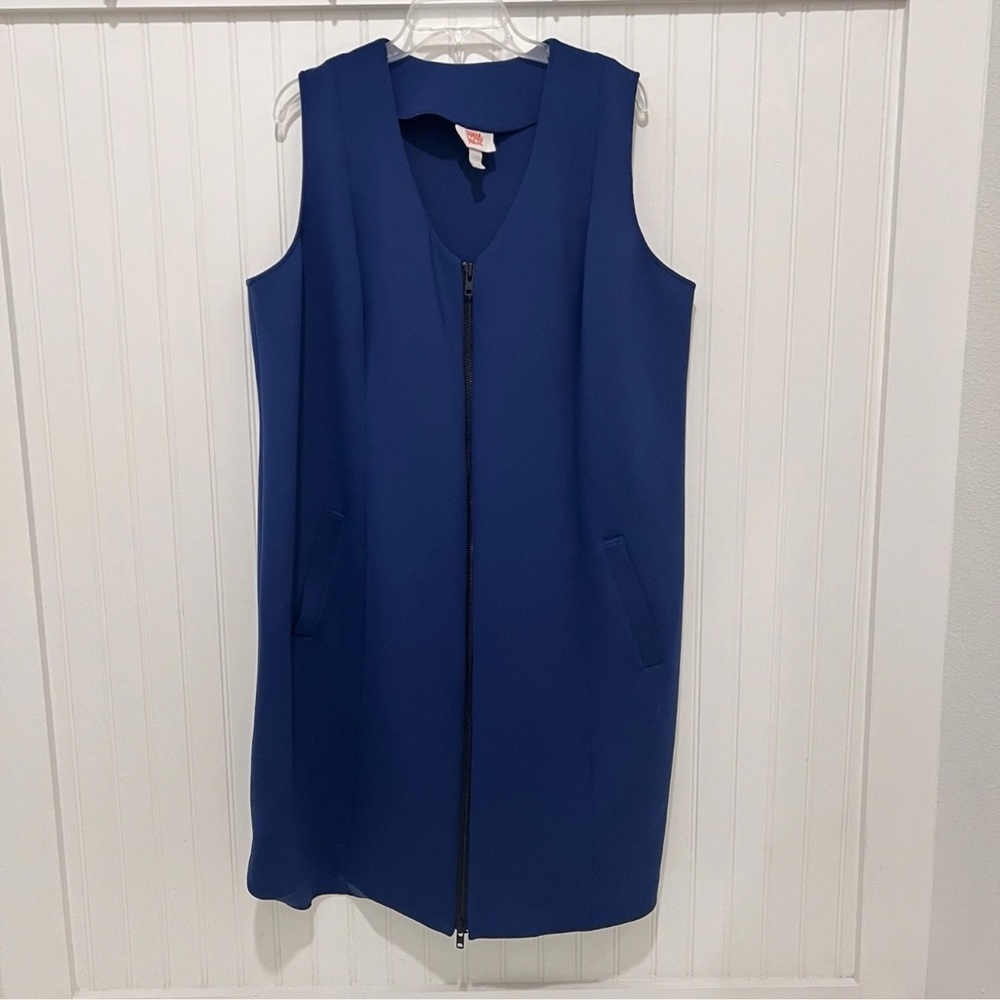 Tamara Malas 14/16 Scuba Blue Sleeveless Zip-Up Dress